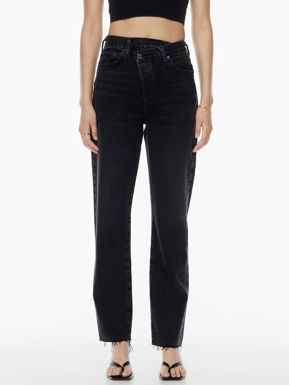 Agolde Criss Cross Straight Leg High Rise in Colour Shambles Black Jeans Size 29